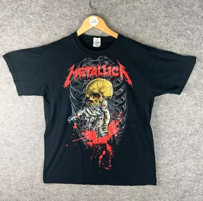 Buy Vintage Metallica Shirt Mens Medium Black 2008 Tour Pushead Ribcage Rock Band • 10.17£