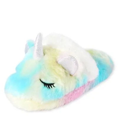 Buy The Children's Place Girls Rainbow Tie Dye Unicorn Slippers | Size YOUTH 1-2 • 14.48£