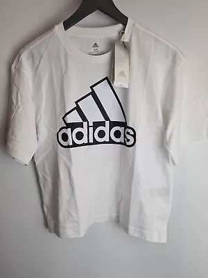 Buy Adidas Essentials Logo Boxy White T-Shirt Size XSmall **** V87 • 15.19£