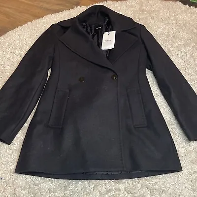 Buy Theory Womens Wool Collared Two Button Sculpted Pea Coat Jacket Black Size 6 NEW • 201.07£