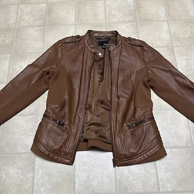 Buy A.N.A. A New Approach Women’s Faux Leather Jacket Moto Brown Size Small Coat • 23.62£