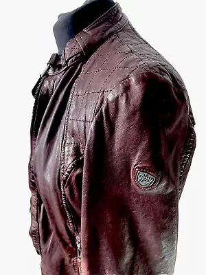 Buy EMP Gipsy  Real Leather Jacket Womens Fitted Size L/12 BNWT Burgundy RRP£149 • 96£