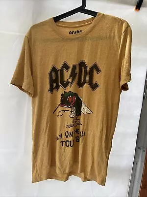Buy AC/DC T-Shirt Fly On The Wall Tour 82 Band Official Yellow Lucky Brand Small • 19.99£