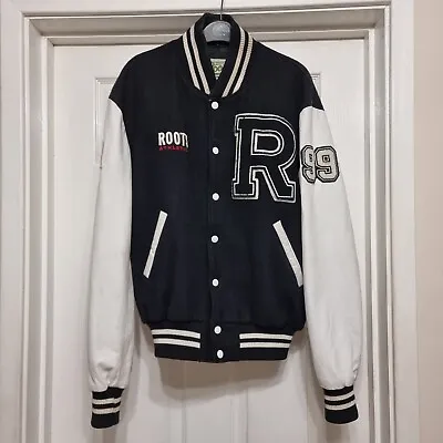 Buy Roots Canada Baseball Jacket Large 100% Leather And Wool Letterman Black Varsity • 60£