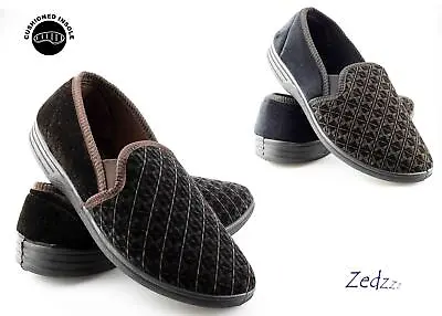 Buy Mens Winter Slip On Cosy Comfy Indoor Velour Twin Gusset Slippers Shoes Size • 12.95£