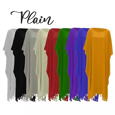 Buy PLAIN Kaftan Dress Ladies XXL Free Size Plus Size Fashion Clothing Womens Curve • 20£