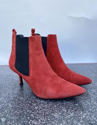 Buy ANINE BING Red Suede Leather Stevie Pointe Stiletto Boots Size 40. • 91.69£