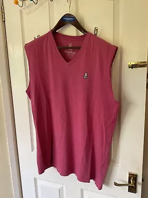 Buy Mens Designer Size 6 Psycho Bunny Sleeveless T-shirt Tank Top Light Red Pink • 15£