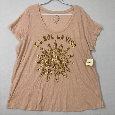 Buy New Lucky Brand Round Neck Casual Graphic Short Sleeve Tee Size 3X • 18£