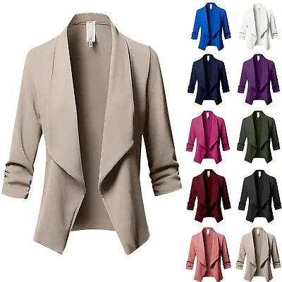 Buy Plus Size Women Collar Suit Jacket Coat Blazer Ladies 3/4 Sleeve Cardigan Top • 14.99£