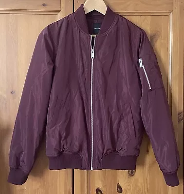 Buy New Look Burgundy Red Bomber Jacket / Short Zip Up Coat VGC Size 10 • 4.99£