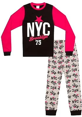 Buy Cool NYC Brooklyn 75 Girls Long Pyjamas Pjs 9 To 15 Years  • 6.99£