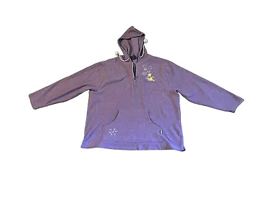 Buy Vintage Winnie The Pooh Women’s Purple Fleece Embroidery 1/4 Zip Hoodie Size XL • 23.75£