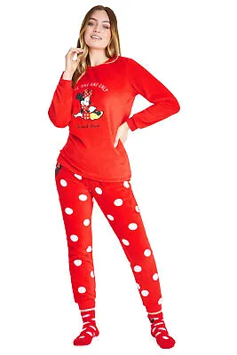 Buy Disney Womens Pyjamas, Fleece Loungewear And Fluffy Minnie Gift Set • 25.49£