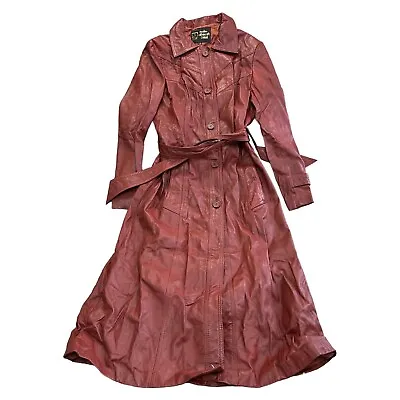 Buy Suede & Leathercraft Limited Leather Trench Coat Jacket Matrix Red Womens Uk12 • 59.99£