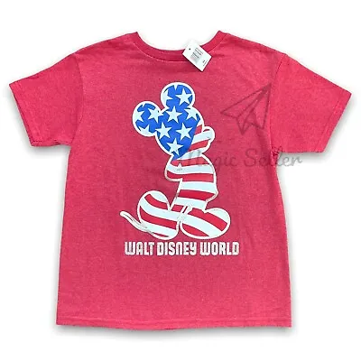 Buy 2022 DISNEY Parks Mickey Mouse Red Patriotic T Shirt Kids Size L • 21.64£