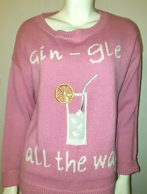 Buy Gin-Gel All The Way Cute Sexy Pink Christmas Jumper Size 12-14 Medium George  • 15.99£