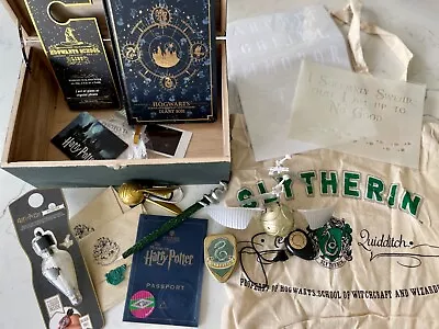Buy Slytherin Harry Potter Merch Wood Gift Box Golden Snitch Books Stencil Pens Bag • 5£