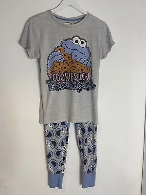 Buy Cookie Monster Grey Pyjama Set Size XS Primark T-Shirt Trousers Nightwear • 5£