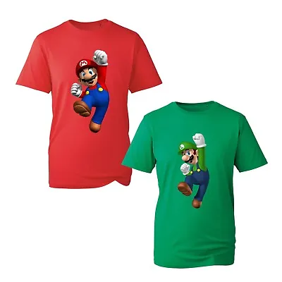 Buy Super Mario Luigi T-Shirt Funny Gamer Video Cartoon Birthday Kids Adults Tee Top • 10.99£