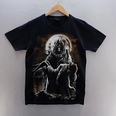 Buy Wild Mens T Shirt Medium Black Graphic Print Grim Reaper Short Sleeve Cotton • 8.99£