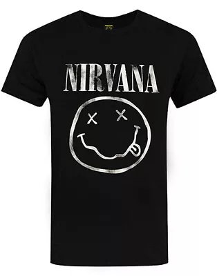 Buy Nirvana Smiley Logo Mens & Womens Unisex T-Shirt Black Size LARGE • 11.99£