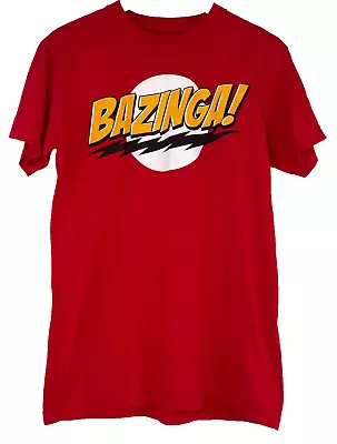 Buy Big Bang Theory Mens Red Bazinga Sheldon Graphic T Shirt Size Small • 6.99£