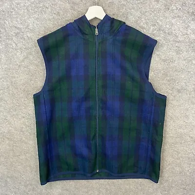 Buy Tommy Hilfiger Hoodie Mens XXL Blue Wool Sleeveless Plaid Full Zip Jacket Top • 19.99£