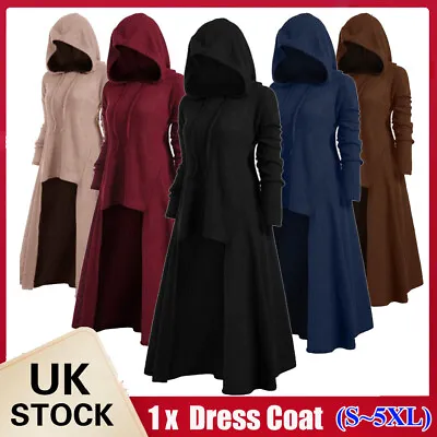 Buy Women Gothic Hooded Steampunk Cloak Cape Coat Witch Cosplay Long Dress Jacket! • 19.94£