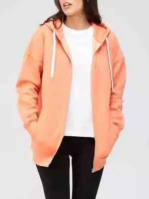 Buy V By Very Coral Oversized Zip Through Hoodie New Size 14 • 9£