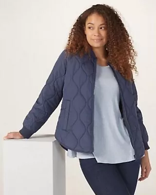 Buy Denim & Co. Padded Quilted Light Weight Jacket Blue Size XL - BNWOT • 15.95£