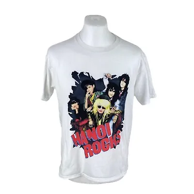 Buy Hanoi Rocks T Shirt White Large Rock Band Tee Guitar T Shirt Oversized Graphic  • 22.50£