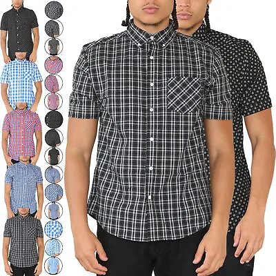 Buy Mens Short Sleeve Shirts Cotton Summer Office Striped Office Shirt Cotton Blend • 6.99£