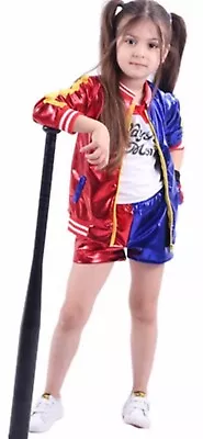 Buy Girls Harley Quinn Suicide Squad Halloween Cosplay Red & Blue Bomber Jacket • 24.99£