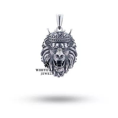 Buy African Lion King Crown Animal Jungle Pendant 925 Silver Gift Men Leo • 99.19£
