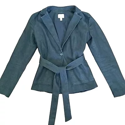 Buy Susina Dark Blue Denim Tie Front Button-Front  Women's Blazer Jacket. Size S • 14.20£