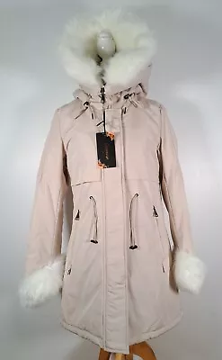 Buy COPPEROSE Padded Jacket Beige Faux Fur Trim Hooded BNWT Women's Size Small • 40£
