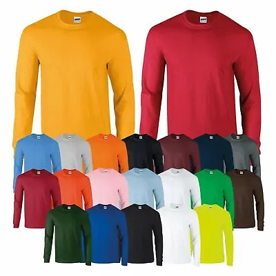 Buy Gildan Men's Long Full Sleeve T-Shirt Classic Crew Neck Casual Heavy Cotton TOP • 9.07£