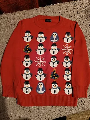 Buy Next Cotton Christmas 🎄 Jumper Kids Age 4-5yrs Red Snowman Penguin Snowflake  • 2.99£