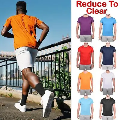 Buy Mens Breathable T Shirts Cool Dry Running Gym Top Sports Performance Wicking • 6.99£