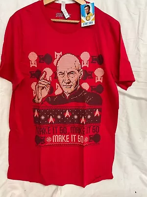Buy Star Trek Red T'shirt Jean Luc Picard, Men's Large Free Uk Shipping • 8.99£