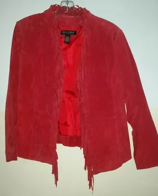 Buy / DIALOGUE - A Red Leather Fringed JACKET-fitted-fully Lined GREAT  Look • 24.10£