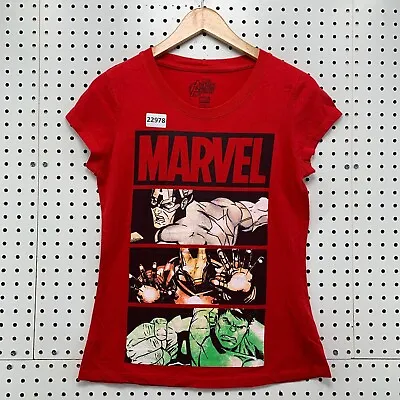 Buy Marvel Avengers Assemble Shirt Red Youth Girls XL 15/17 16.5x24.5 Hulk Iron Man • 7.77£