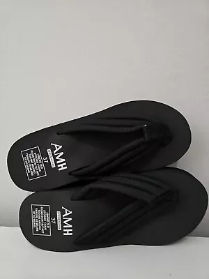Buy AMH Thick Bottom Black Flip Flops Slippers Size 37 • 11.99£