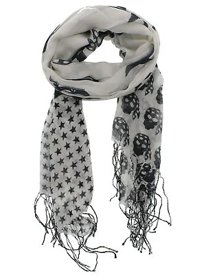 Buy Zac's Alter Ego Long Lightweight Scarf With Graduated Black Pirate Skulls • 10.69£