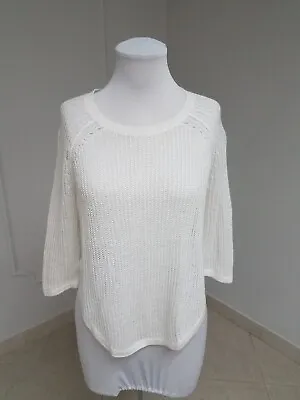 Buy Eileen Fisher Top Womens S,P Mesh Relaxed Fit Hi Low Off White 100% Woven Linen  • 31.84£
