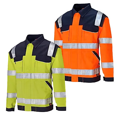 Buy Dickies Hi Vis Bomber Jacket Orange Yellow Safety Work Coat Railway Small - 4XL • 22.50£