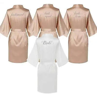 Buy Kimono Satin Gown Dressing Champagne Bridesmaid Bride Bridal Mother Robe Pajamas • 10.79£