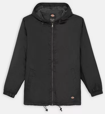 Buy Dickies Adults Jacket Fleece Lined Hooded Nylon Zip Fastening Black UK Size • 56£