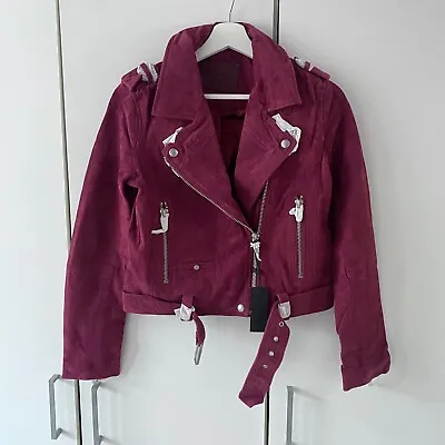Buy BLANKNYC Suede Moto Jacket Size S  Small Leather Buckle Belt Zip Collar • 80£